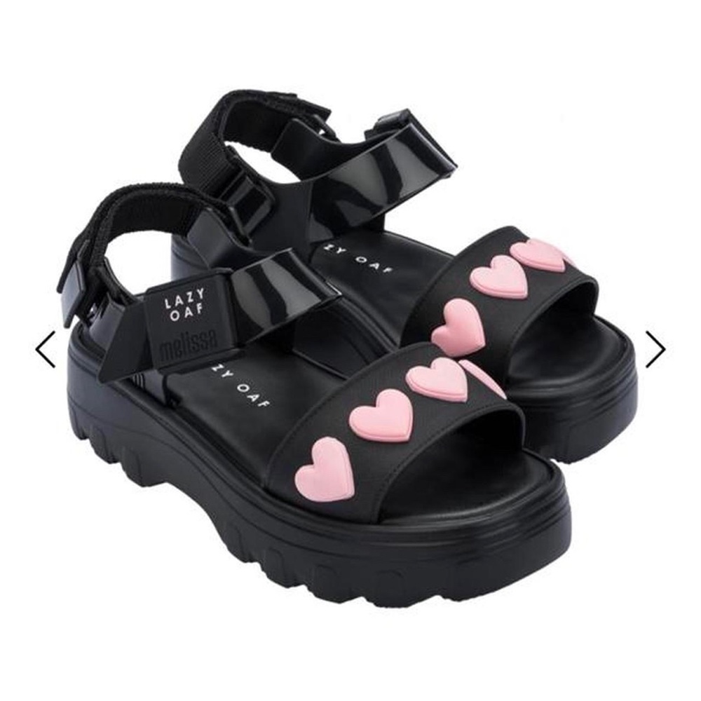 Melissa × Lazy Oaf Black & Pink Kick Off Sandal